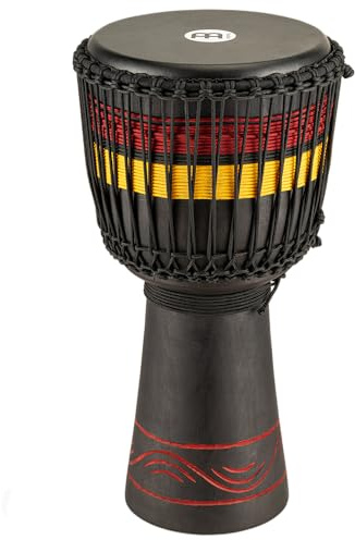 Meinl Percussion ADJ7-L African Style Fire Rhythm Series Rope Tuned 12 Wood Djembe, Black