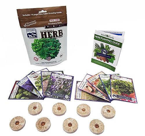 Culinary Herb Garden Kit – 10 Herb Seeds for Planting Indoors or Outdoors + 8 Soil Pucks – Basil, Cilantro, Lavender, Rosemary, Thyme & More