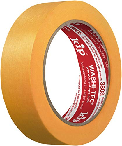 Kip 3808 WASHI-TEC® Goldkrepp® - Professionelles Malerband in premium Qualität 30 mm x 50 m | dünnes Washi Tape zum Abdecken, Malen & Lackieren, Malerklebeband für Malerarbeiten & Renovierungen