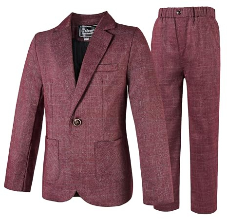 2-delat set för pojkar pläd barnkavaj och byxor outfit, fritidskläder eller bröllopsfest kläder