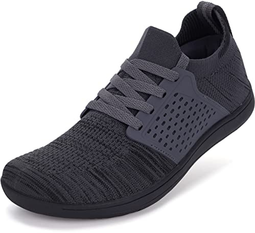 WHITIN Women's Minimalist Barefoot Low Zero Drop Shoes Female Sneakers Width Ladies Size 8 Wide Toe Box Trail Running Wider Non Slip Tennis Dark Grey 39