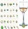 VICDUEKG 31 PCS Weinglas Anhänger Charms, Glas Identifikations Getränke Markierungen Glasmarkierung Thema Strand Getränkemarker Partydekoration für Party Weinglas Wein Cocktail Champagner, Grün