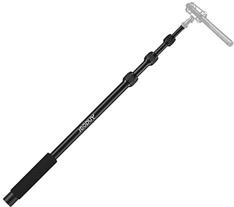 Andoer Braccio Microfono Portatile, 4 Sezioni Alluminio Regolabili, Vite 1/4, Impugnatura Schiuma, Lunghezza 45-155cm, Carico 2kg. Perfetto per Film, TV, Interviste, Vlogging