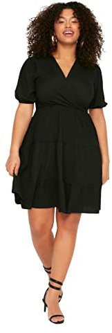 Trendyol Robe Curve Grande Taille Beige, Noir, X-Large Plus