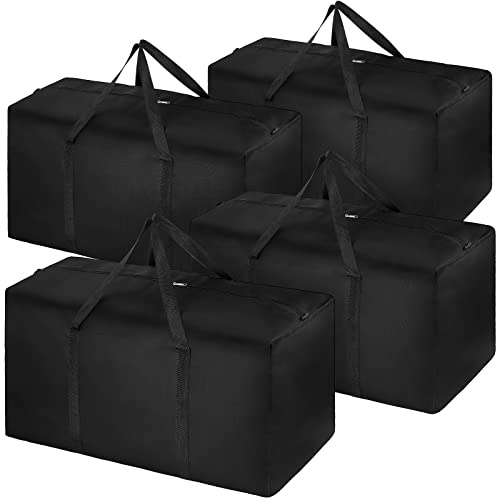Lot de 4 Sacs de Voyage Extra Larges, Pliables et étanches en Tissu Oxford 600D, Sacs fourre-Tout Robustes pour Homme et Femme, cartons de déménagement Solides pour la Maison, Noir, Voyage