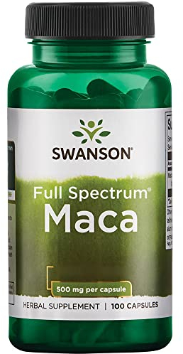 Swanson, Full Spectrum Maca (Lepidium meyenii), 500mg, 100 Cápsulas, Probado en Laboratorio, Sin Soja, Sin Gluten, No GMO