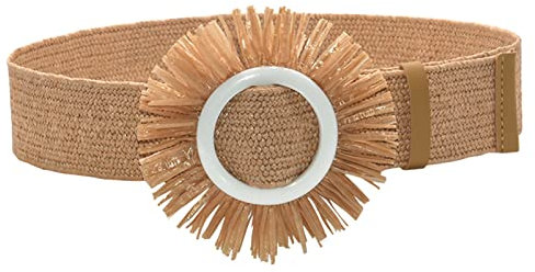 Elastischer Stoffgürtel Damen Gürtel gewebte elastische geflochtene Stretch breite Taillengürtel für Damenkleider mit Schnalle Damen Schal Blau Geflochtener Schmaler Gürtel Damen Stoffgürtel