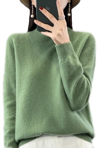 MQSHUHENMY Cashmere Sweaters for Women, 100% Cashmere Long Sleeve Crew Neck Lightweight Soft Knitted Pullover Knitted Jumpers (deep green,M)