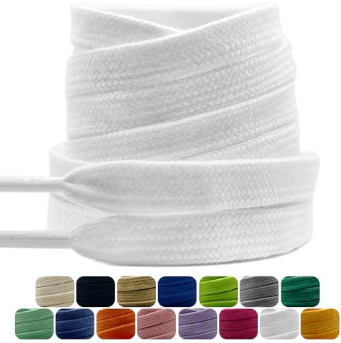 Dafannis 2 Paires Lacets Coton, Lacets Plats Larges de 9 mm Résistants à la Déchirure pour Sneakers, Chaussures de Sport, Baskets, Lacet de Remplacement Haut de Gamme