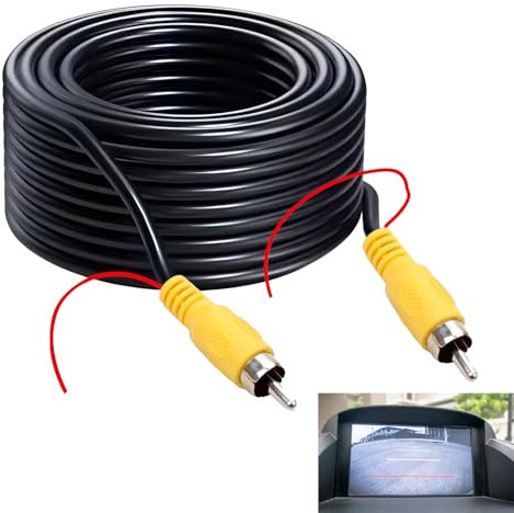 unillea Câble Vidéo RCA 10M pour Caméra de Recul, Câble d’Extension AV avec Prise RCA Mâle-Mâle et Fil de Détection, Plug and Play pour Voiture, Camion, Camping-Car, Moniteur, TV Box