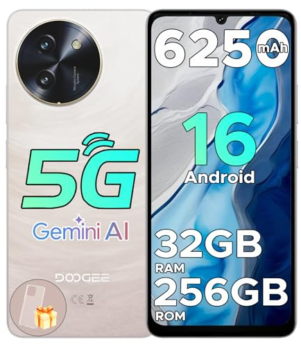 DOOGEE Note 59 Pro Smartphone 5G Android 16, 6.75 120Hz 32GB+256GB/TF 2TB Cellulare, T8200 Octa-Core Telefono, 6250mAh/Gemini AI/16MP+8MP/Fingerprint/Face ID/5G Dual SIM/Widevine L1/OTG/Tipo-C/NFC