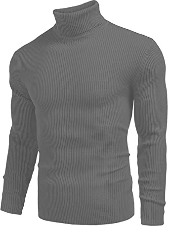Generisch Jersey de lana de invierno masculino con cuello redondo, camisa a juego con cuello alto