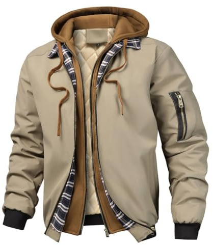 Oanviso Veste De Baseball pour Homme Manteau à Capuche Chaud Epaisse College Jacket Bomber Blouson pour Automne Hiver Zippée Vestes Coup-Vent