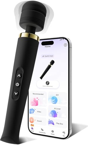 Toendi Premium Massager Tools for Beginners AI-Sync App Control Body Massager with 8 Speeds & 5 Modes, 360° Head Massager Waterproof Massager, Massage Wand for Women, Men, Couple