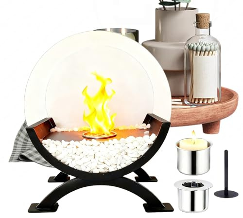 Focolare Da Tavolo | Caminetto Portatile Smontabile e Sicuro | Focolare Con Fiamma Rotante - Per Giardino Casa Interno Esterno Comodino Balcone Camera Da Picnic Soggiorno