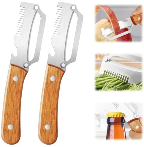 AUAUY 2Pzs Pelador Verdura Multifunción Kit, 2026 New Pelador, Mango Mader