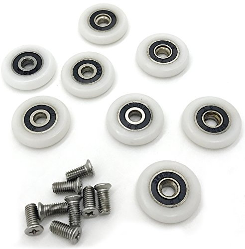 YUANQIAN Set mit 8 Rollen für Duschtüren, Durchmesser 19 mm, weiß, 19 mm x 5 mm (19mm-8pcs-gg)