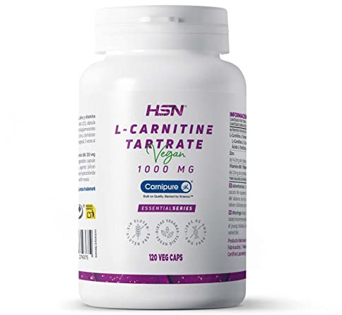 L-Carnitina L-Tartrato Carnipure de HSN | 120 Cápsulas Vegetales | 3000 mg por Dosis Diaria de Carnitina de Máxima Absorción y Eficacia | Alta Pureza y Calidad | No-GMO, Vegano, Sin Gluten