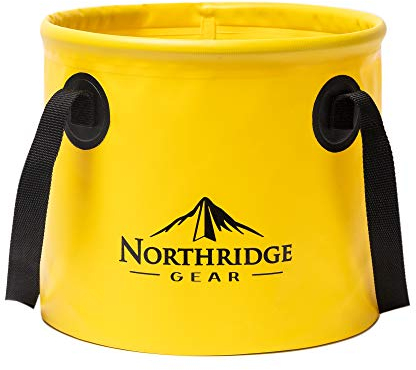 Falteimer Faltschüssel im trendigen Design | Für Camping, Angeln, Party und Garten | Einsetzbar als faltbare Wasch-Schüssel, Wasserkanister oder Falt-Spülbecken [Gelb, 15L]