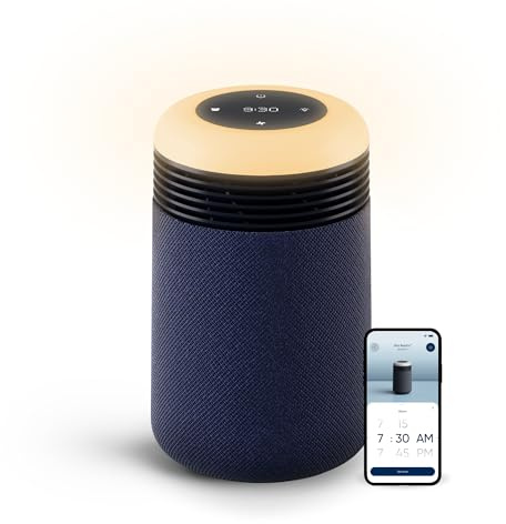 BLUEAIR Air Purifiers with Sunrise Alarm Clock for Home Bedroom Dorm, Navy