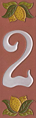 Italienische Hausnummern-Fliesen, 15 x 5 cm, Terrakotta, handbemalt, Zitronengelb