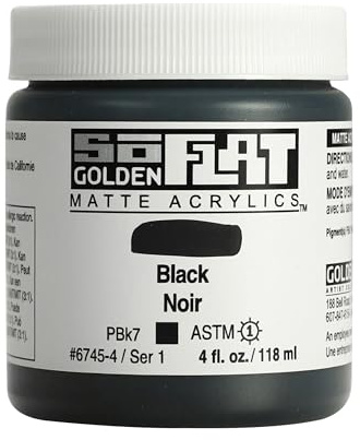 Golden SoFlat Matte Acrylic Paint, 4oz jar, Black (6745-4)