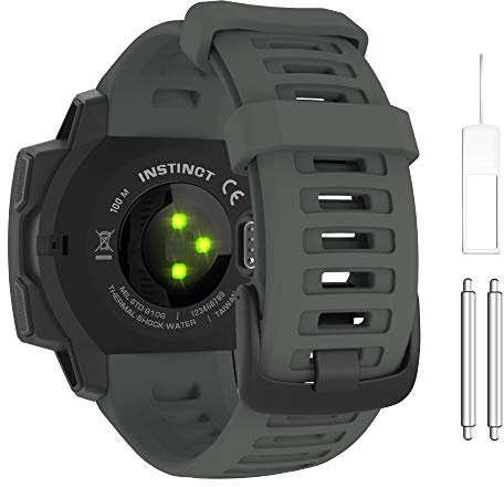 MoKo Cinturino Compatibile con Instinct/Instinct Solar/Tactical/Instinct 2 Smartwatch GPS, 22mm Braccialetto Sportivo di Ricambio in Silicone Morbido, Grigio Grafite
