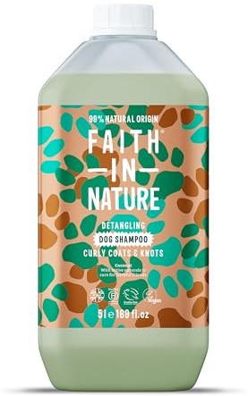 Faith In Nature Natural Coconut Dog Shampoo, Vegan & Cruelty Free,No SLS,Silicones or Parabens, Detangling, For Curly Coats, 5L Refill Pack
