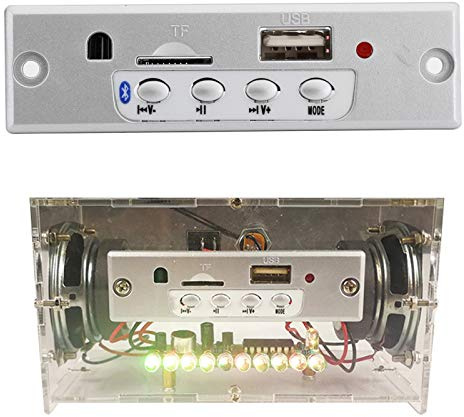 Gör-det-själv Bluetooth-högtalarboxsats, Bygg Ditt Eget Gör-det-självförstärkarsats, Liten Röststyrningsljus Elektronisk Ljudförstärkare, för Barn, Tonåringar och Vuxna(Transparent)