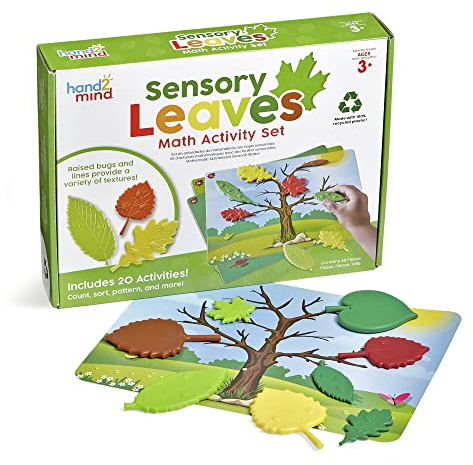Learning Resources Juego de Actividades matemáticas con Hojas sensoriales, Juego de Patrones, de Formas, clasificación y conteo, Tarjetas de Juego de Bloques geométricos, fichas de matemáticas, 3+