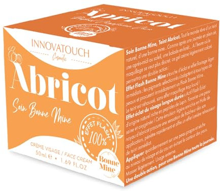 Innovatouch Crème Visage Abricot 50ml – Soin Bonne Mine Instantané, Hydratation et Éclat Longue Durée, Enrichie en Peptides de Lupin et Huile de Noyau d'Abricot, Teint Lumineux et aspect peau amélioré
