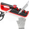 Messerschärfer Profi, 4-in-1 Manuelle Messerschleifer mit Scherenschleifer - 6 Stufen Verstellbar Knife Sharpener Multifunktions Messer Schärfen für Restaurieren, Polieren, Messer, Scheren (Rot)