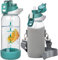 Seekua 600ml Glass Water Bottle with Straw & Time Markings BPA free Motivational Glass Drinking Bottle Leakproof