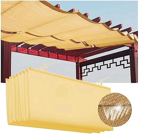 PHLEPS Sun Shade Sail, Retractable Wave Shade Cover Sun Shade Sail Canopy Rectangle UV Block for Outdoor Patio and Garden, Yard Activities (Color : Beige, Size : 1.2x4m)
