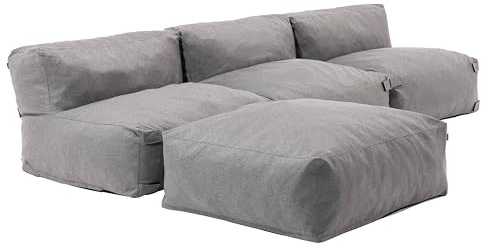 Oviala Canapé de Jardin modulable 4 Places Gris - Mixi