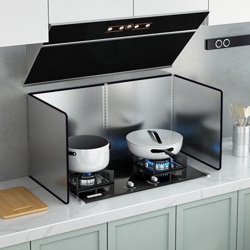 Protector antisalpicaduras de cocina, plegable, de acero inoxidable, a prueba de salpicaduras, resistente al calor y al agua, duradero, fácil de limpiar (60 x 80 x 45 cm)