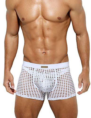 Mauro Kane Boxer Sexy Homme Caleçon Transparent Lingerie pour Homme | Maille Respirante, sous-vêtements Masculins, Taille Basse Stretch pour quotidien, carnaval et Saint-Valentin, S~4XL