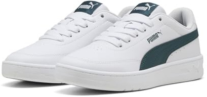 Puma Tenis Unisex Court Classic Clean Jr para niños, Puma Blanco Verde Terreno, 4 UK
