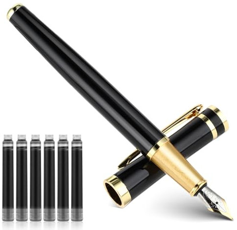 AOZUO 1 Stück Füllfederhalter Mit 6 Stück Schwarze Tintenpatronen, Griffix Füller Rechts Schönschreibfüller Füller Erwachsene Füller Für Gebrauch Geschenk