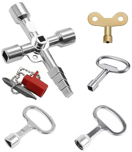 EUYKQNOI 5 Piezas Llave de Utilidad Equipo, Llave Purgar Radiadores, Llave Radiador Calefaccion, Llave De Radiador, Llaves Trampa Cuadrada de Metal, para Ventilación