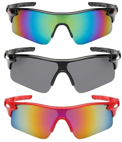 AYNKH 3 PCS Cycling Glasses, Running Sunglasses for Men Women,Sports Sunglasses, Sun Glasses UV400 Protection,Ski Goggles,Outdoor,Driving,Fishing,Running,Fishing,Bicycle,Motorbike Goggles