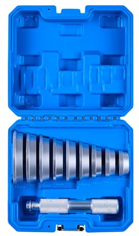 VEVOR Kit de Presse à Roulements 10 Pièces, Coffret d’Outils de Démontage et de Montage de Bagues et Joints de Roulements, avec 9 Bagues et Manche, en Alliage d'Aluminium, pour Entretien Automobile