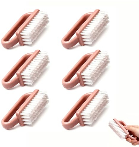 Xynovate 6 PCS Spazzola Per Unghie, Maniglia Grip Pennello per Unghie, Lavaggio di Mani Spazzolino per Unghie Per Pulizia E Pulizia Delle Unghie, Pennelli per Pedicure(Rosa scuro)