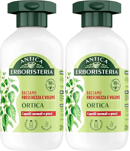 Antica Erboristeria - Balsamo all'Ortica Freschezza e Volume per Capelli Normali e Grassi, Formula Vegan Senza Siliconi, 225ml (Confezione da 2)