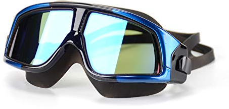 Angelkiss Premium Schwimmbrille, groß, polarisiert, mit großem Rahmen, Anti-Beschlag, kein Auslaufen, UV-Schutz und klare Gläser, Weitsicht für Herren, Damen, Erwachsene, Jugendliche, schwarzblau