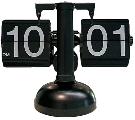 Pilipane Flip Clock, Retro Tischuhr Digital, Vintage Design Auto Flip Uhr Klappzahlenuhr, Mute Accurate Mechanical Tabletop Flip Tischuhren für Home Office School Hotel Café(Schwarz)