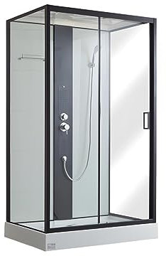 Vente-unique-Cabina de ducha con hidromasaje PRIMEA - 2 zonas de jets de masaje- Ancho 120 x Prof. 80 x Alt. 215 cm - lluvia tropical y ducha de mano