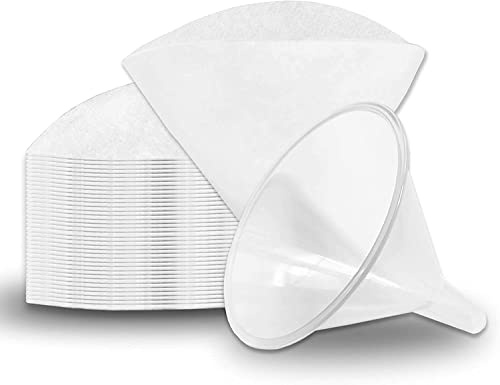 TOOSIS Vliesstoff-Filterkegel Filter Kochöl Saubere Filterung Fritteuse, Paket mit 1 Kegelhalter und 50 Filterkegeln