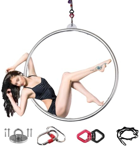 Aerial Hoop Luft-Lyra-Hoop-Set, Einpunkt-Luft-Hoop aus Edelstahl für Zuhause, Tanzstudio und Fitnessstudio, Vom Anfänger Bis zum Profi-Lyra-Ring (Size : 90 cm (35))