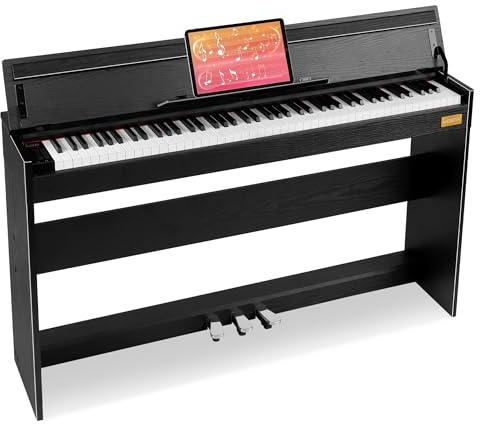 MOSEN 88 Key Digital Paino Fully Weighted Keyboard with Graded Hammer Action, 380 Tones, Triple Pedal, Upright Wood Stand, USB-MIDI, Full Size Home Electric Pianos for Beginner, MDP-110